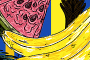 Banana Watermelon Dragon Fruit, a Pattern Graphic by NayaChu (Thumbnail 8 of 9)