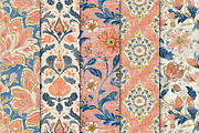 Blue Orange Floral Seamless Patterns, a Pattern Graphic by Maishop (Thumbnail 2 of 4)