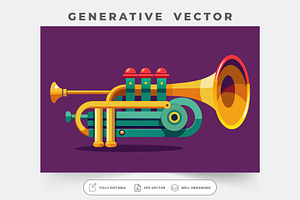 A vibrant jazz trumpet illustration, a Graphic by SouravDesign