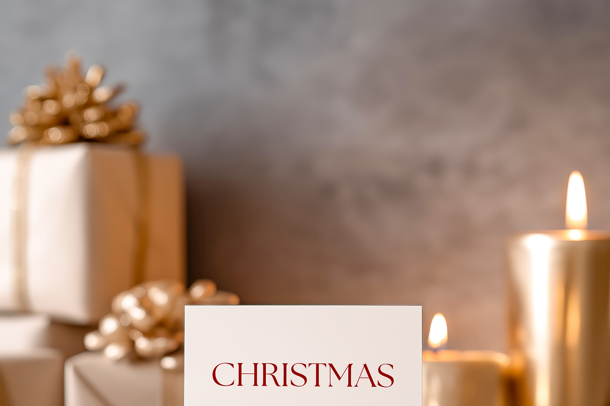 CHRISTMAS 5x7 IN INVITATION MOCKUP, an Advertising Mockup by Serenefeeling (Photo 3 of 7)