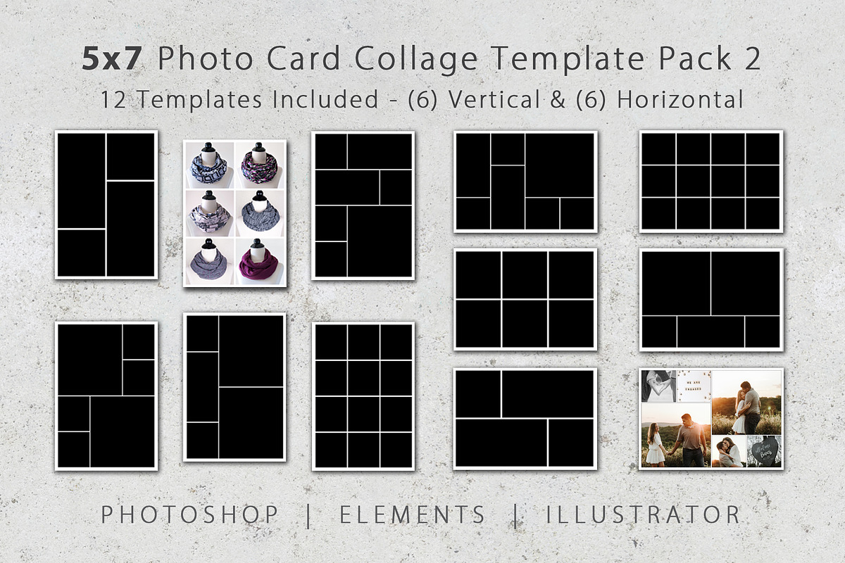 5x7 Photo Card Collage Template Pack, a Card Template by Loveurstyle Designs (Photo 1 of 4)