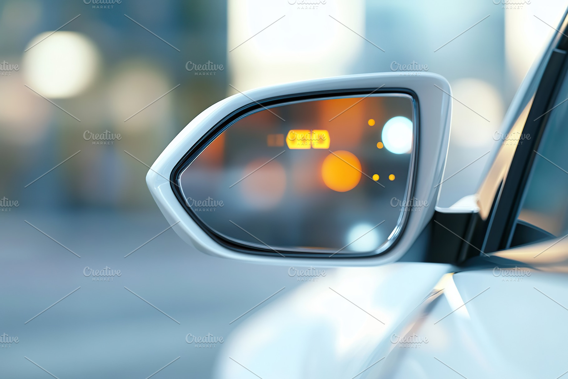 White rear view mirror of electric car, a Transportation Photo by AlyaAnd