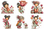 Whimsical Girl with Tulips and Puppy, an Illustration by Daily.Designs (Thumbnail 7 of 8)