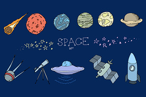 Colored Doodle Space Set