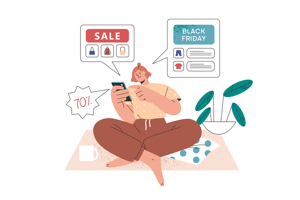 People shopping during sale set, a Person Illustration by Good Studio (Photo 4 of 6)