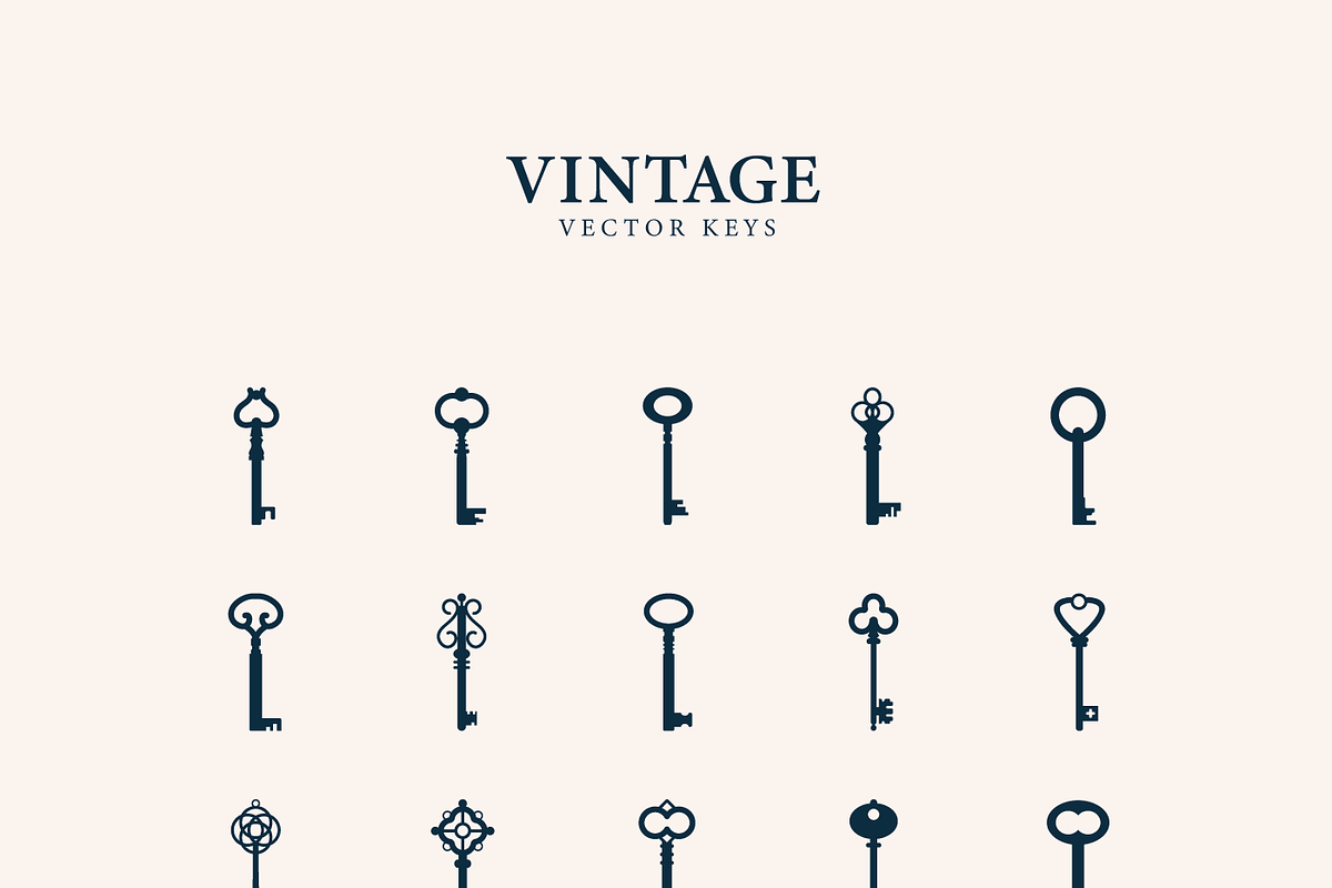 Vintage Retro Vector Keys, an Icon by P.F. Creative Lab (Photo 2 of 3)