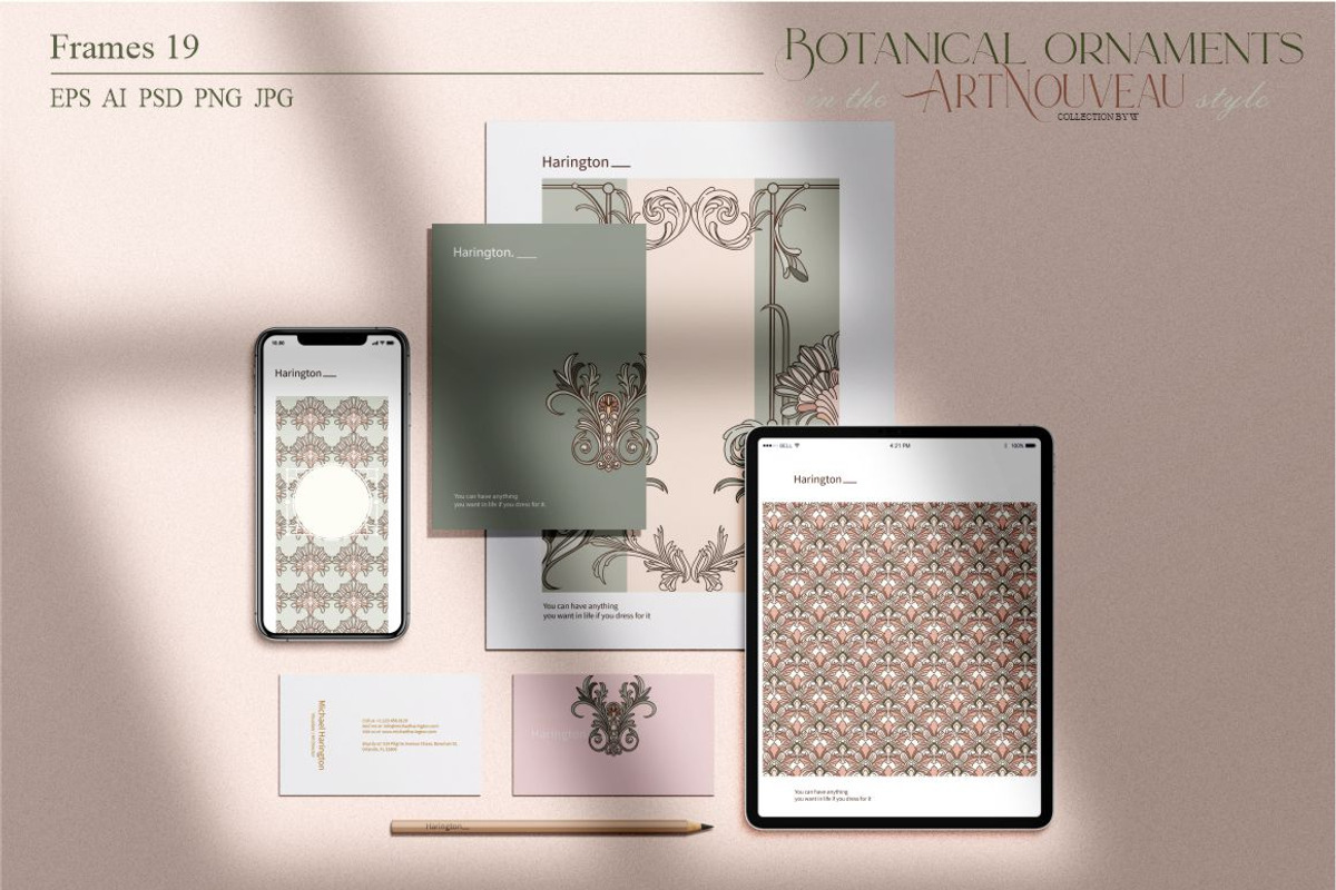 Botanical ornaments Art Nouveau, a Pattern Graphic by Collection by VY (Photo 4 of 9)