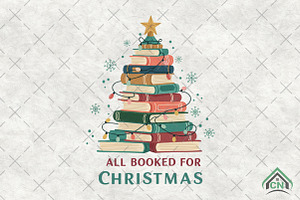 All Booked For Christmas Design, an Illustration by Craft Nest
