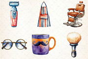 Watercolor Barber Shop Clipart, an Illustration by Rose Art (Thumbnail 4 of 4)