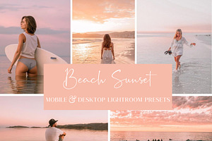 5 BEACH SUNSET LIGHTROOM PRESETS, an Action Add-On by Emma Kate Creative