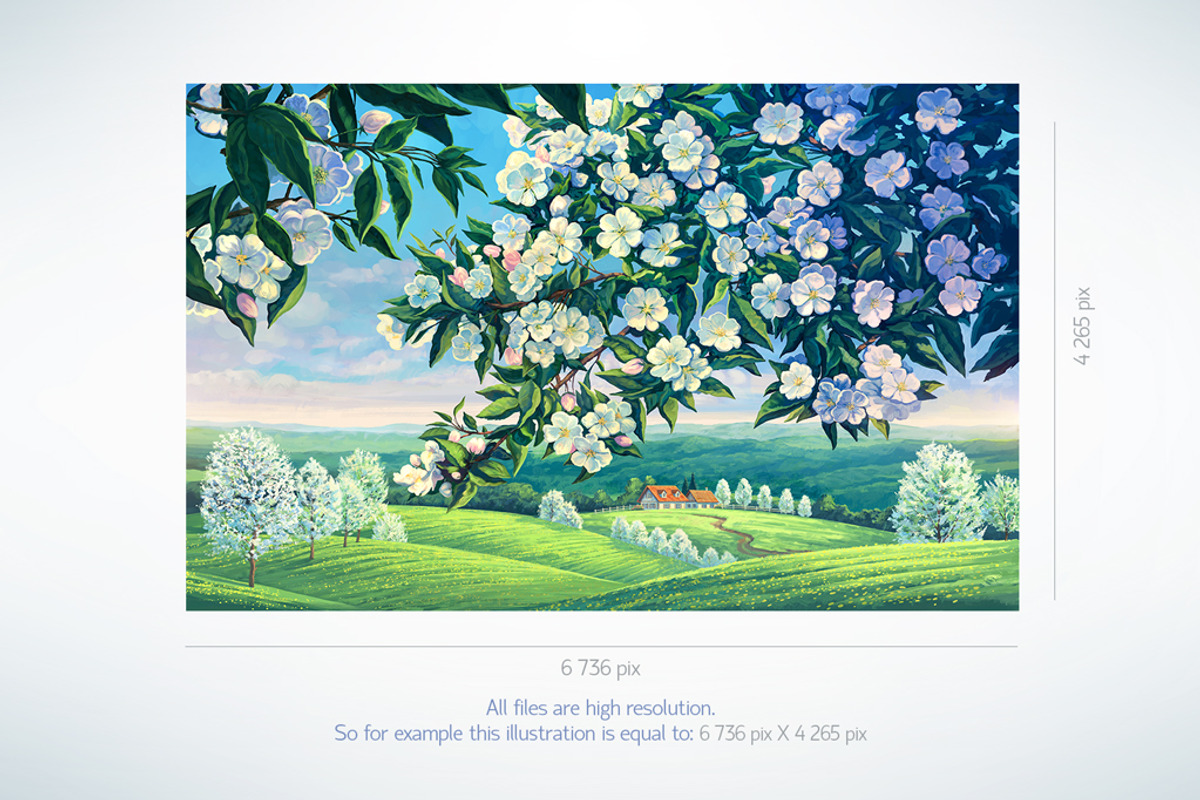 Spring landscape (SET illustration), a Food Illustration by Countryside life (Photo 6 of 10)