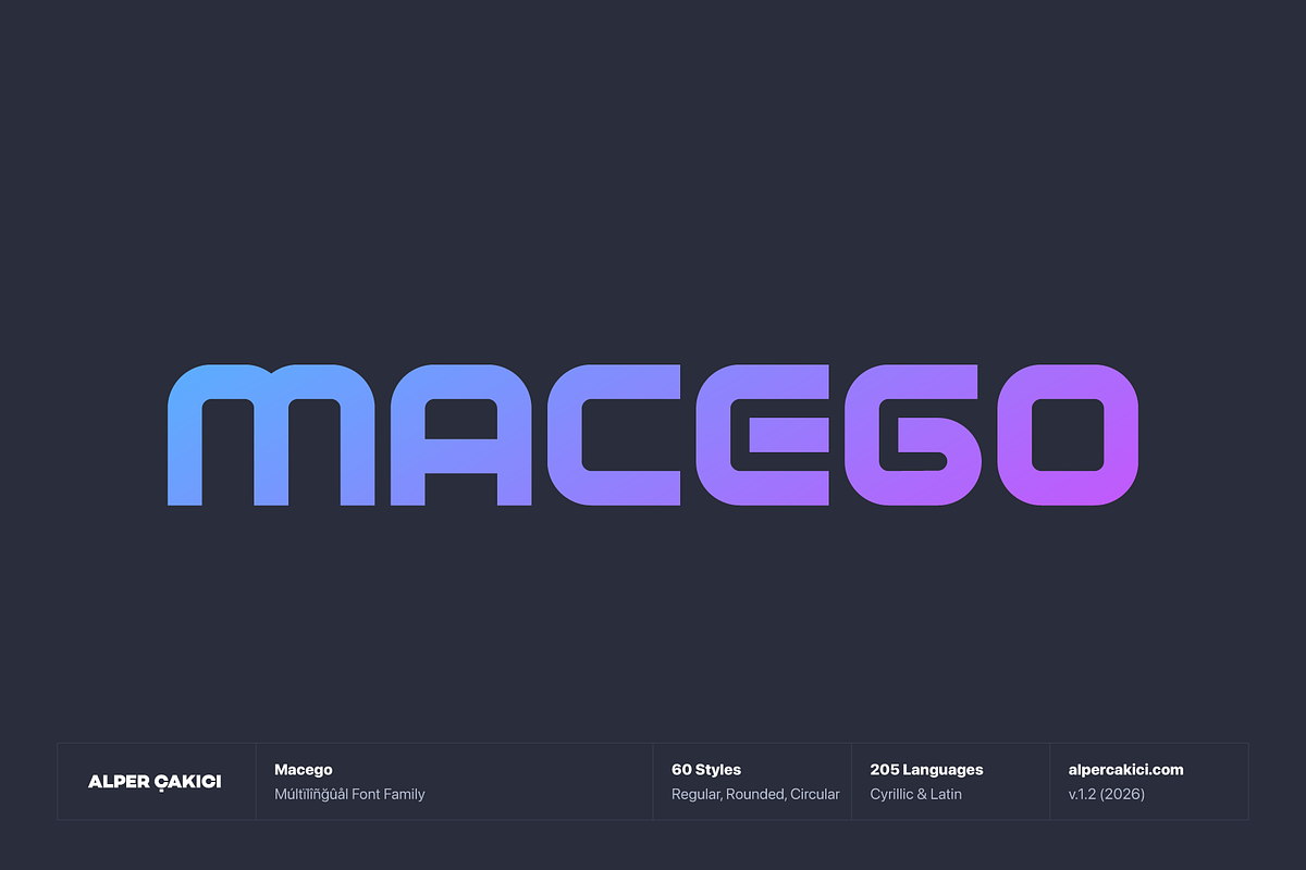 Macego - Geometric Typeface, a Sans Serif Font by alpercakici (Photo 1 of 22)