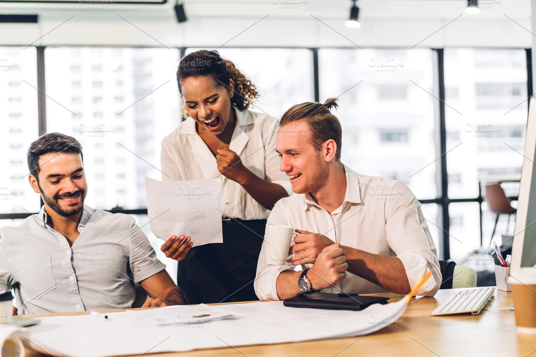 Group of professional business meeting analyzing data and discus, a Person Photo by Art_Photo