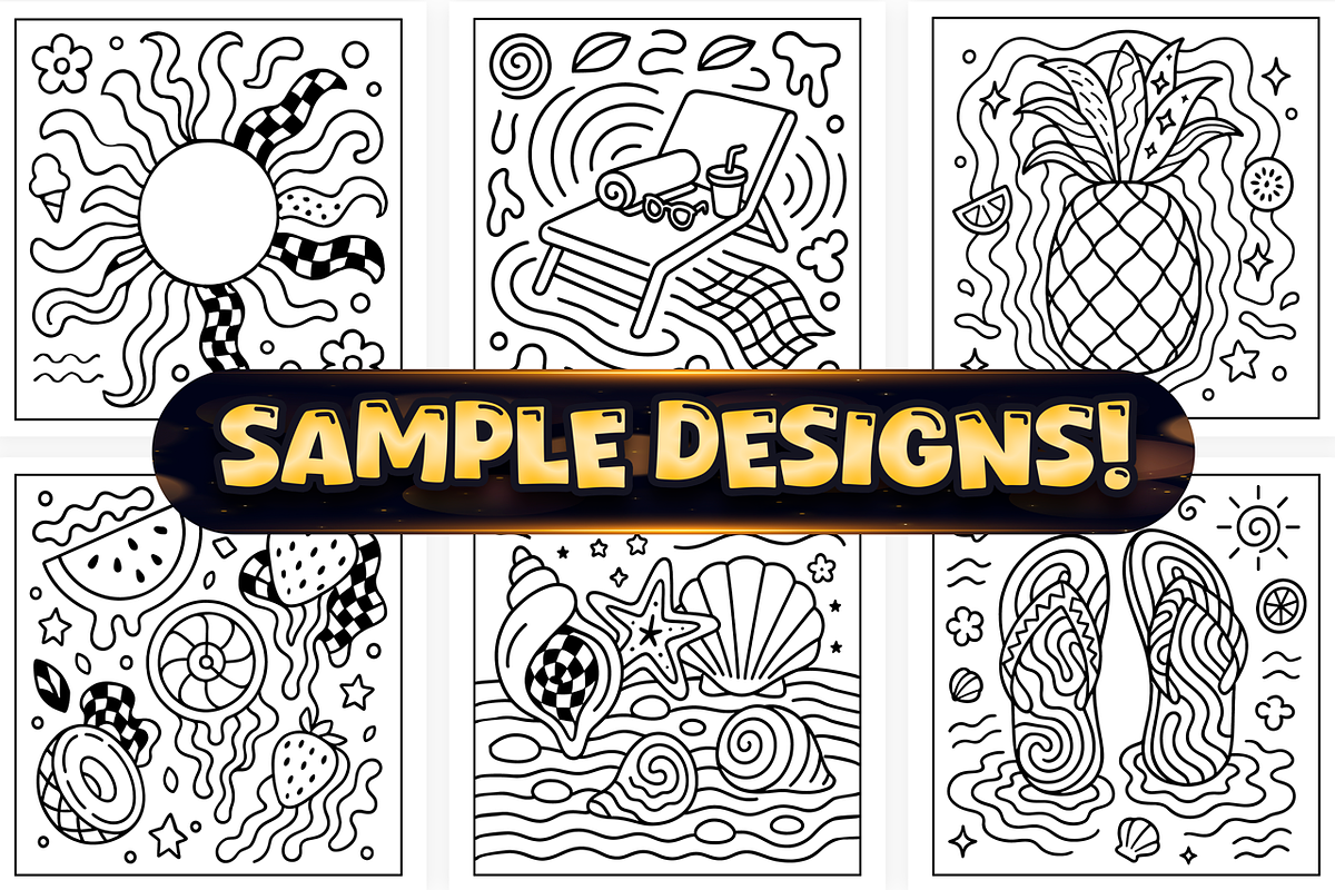 Bold Easy Trippy Summer Coloring, a Seasonal Illustration by Craftsbeefy (Photo 2 of 4)