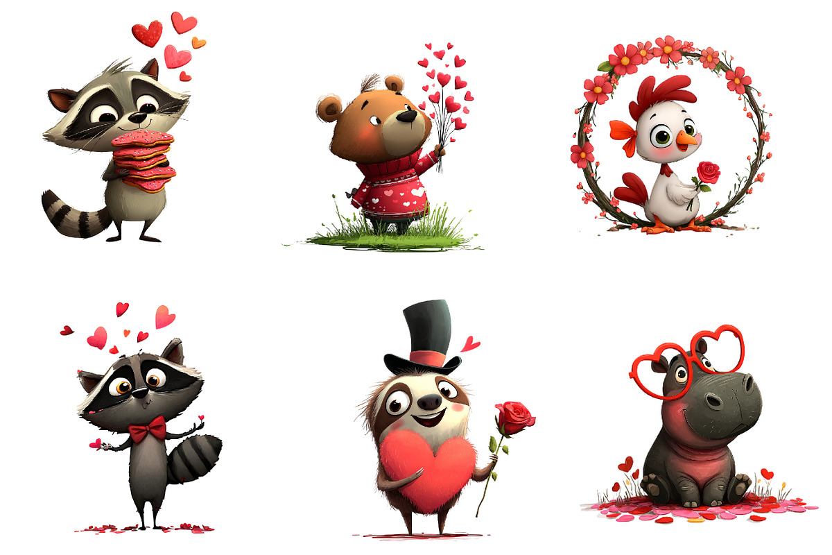 valentines animals clipart, an Illustration by CreationArt (Photo 5 of 7)