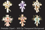 Spring Floral Cross Coquette Bow Cli, an Illustration by RobertsArt (Thumbnail 5 of 7)