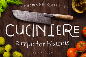 Cuciniere Font + 40 Icons (Handmade)
