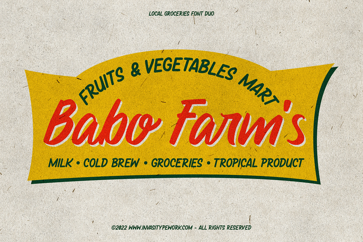 Local Groceries - Vintage Sign Duo, a Script Font by Invasi Studio (Photo 6 of 10)