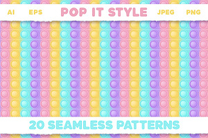 Pop It Fidget Toy Pastel Pattern Set