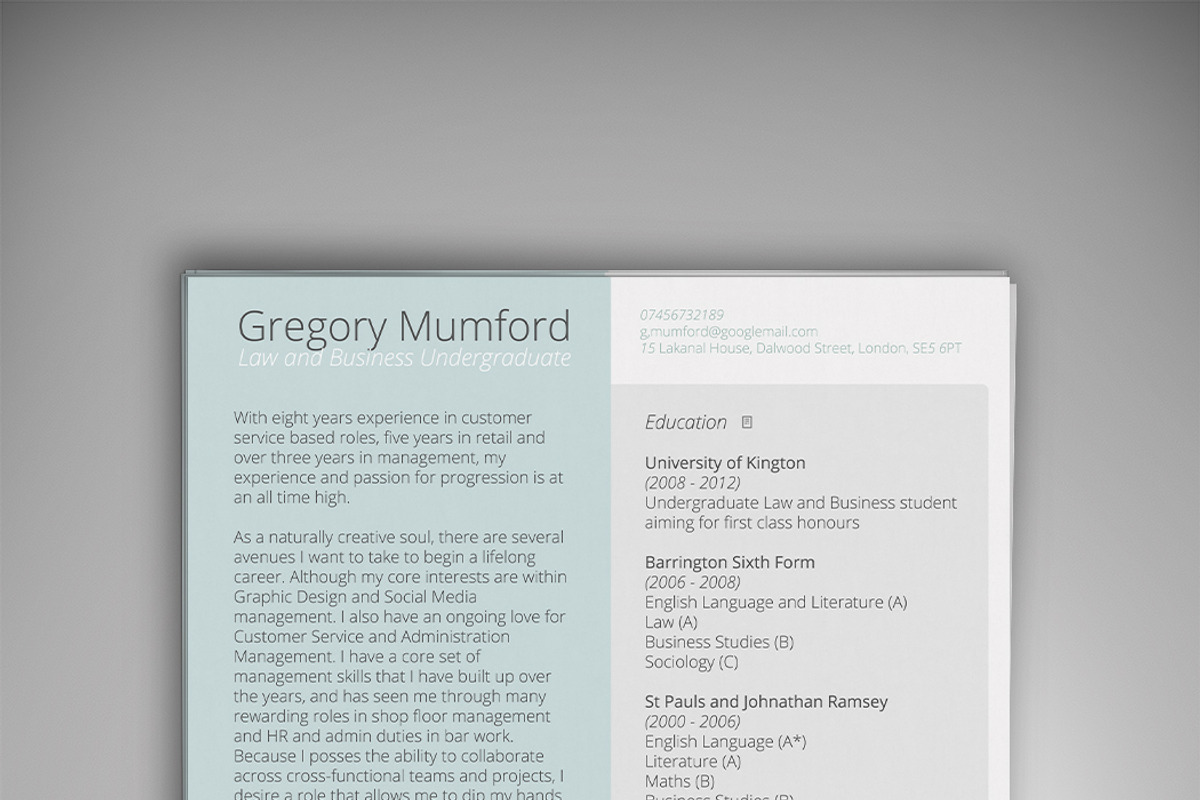 MINT CV/Resume, a Resume Template by Valeur Design