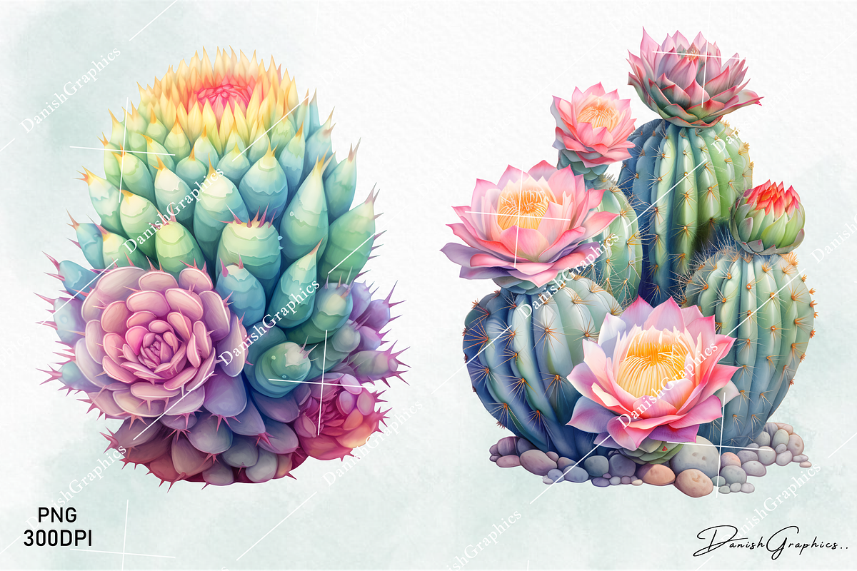 Cactus Watercolor Clipart Png, a Decorative Illustration by danishgraphics (Photo 4 of 6)