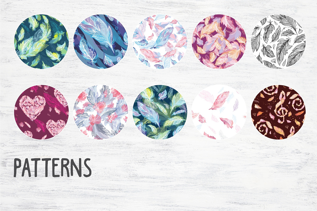 Bohemian Feathers Vector Set, a Decorative Illustration by kisikoida (Photo 3 of 16)
