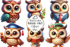 Funny Owl Isolated Clipart, an Illustration by CraftArtStudio