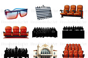 Watercolor Cinema Clipart, Theatre, a Technology Illustration by BrushstrokeArtGB (Thumbnail 3 of 9)