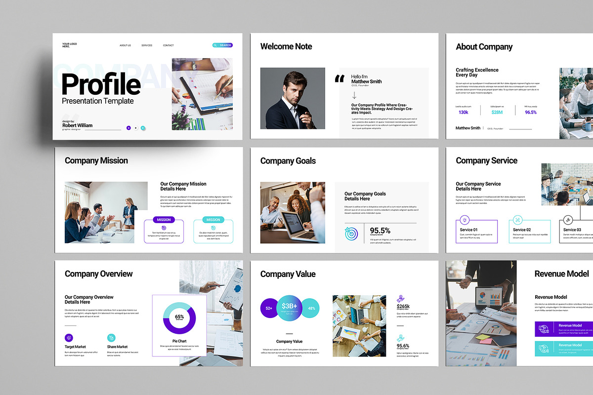 Company Profile Presentation Design, a Presentation Template by MightyDesign (Photo 1 of 8)