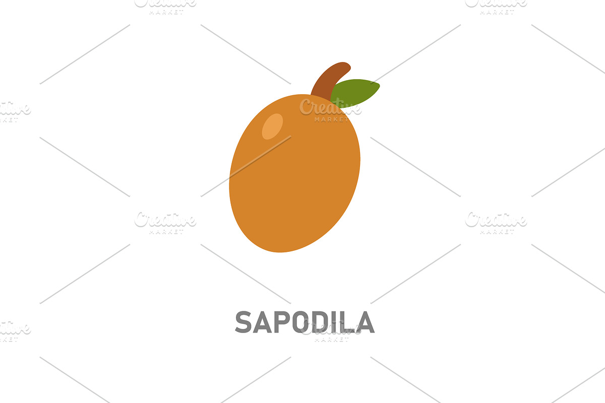 Sapodilla tropical fruit icon. Brown, a Food Illustration by GraphiShop