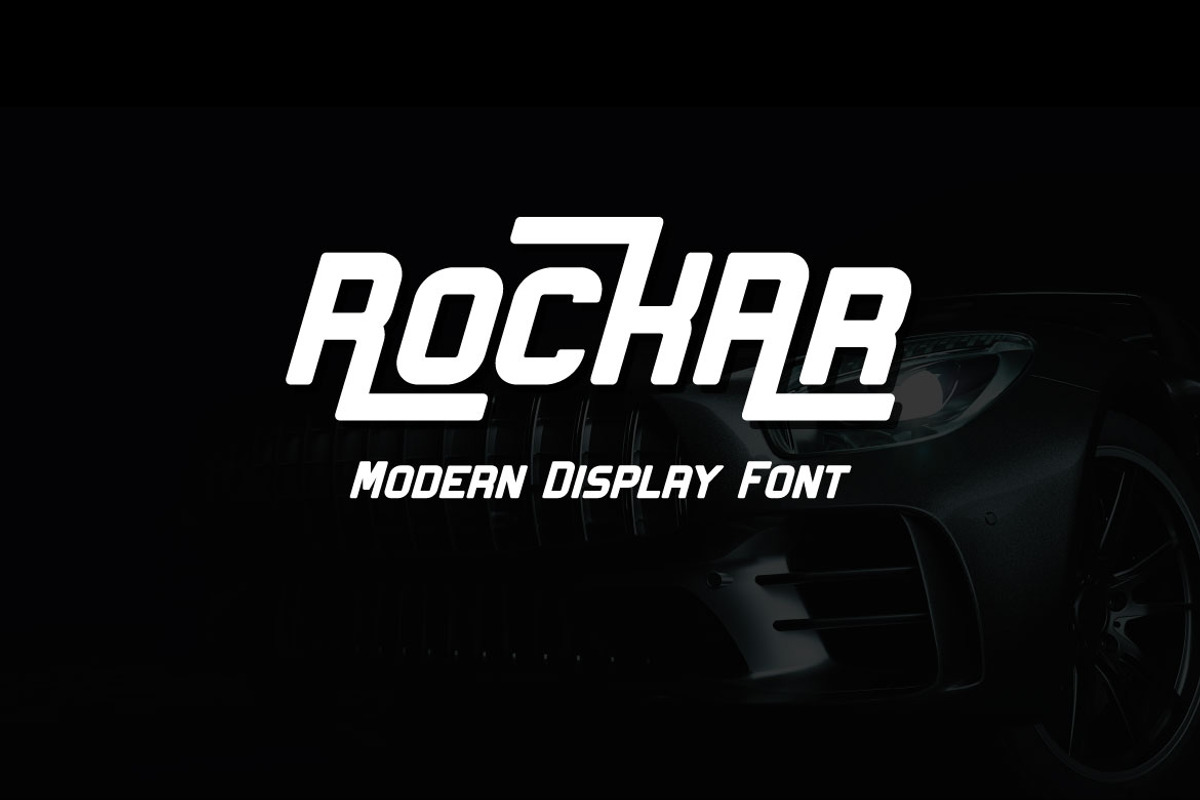 Rockar - Automotive Display Font, a Font by Mightyfire (Photo 1 of 3)