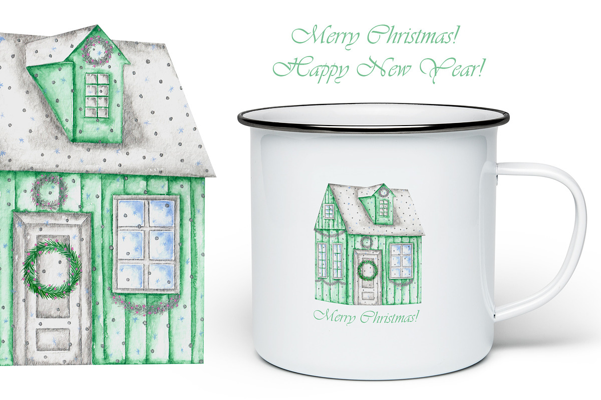 Magic winter watercolor clipart., a Seasonal Illustration by SabinaWatercolorArt (Photo 4 of 7)