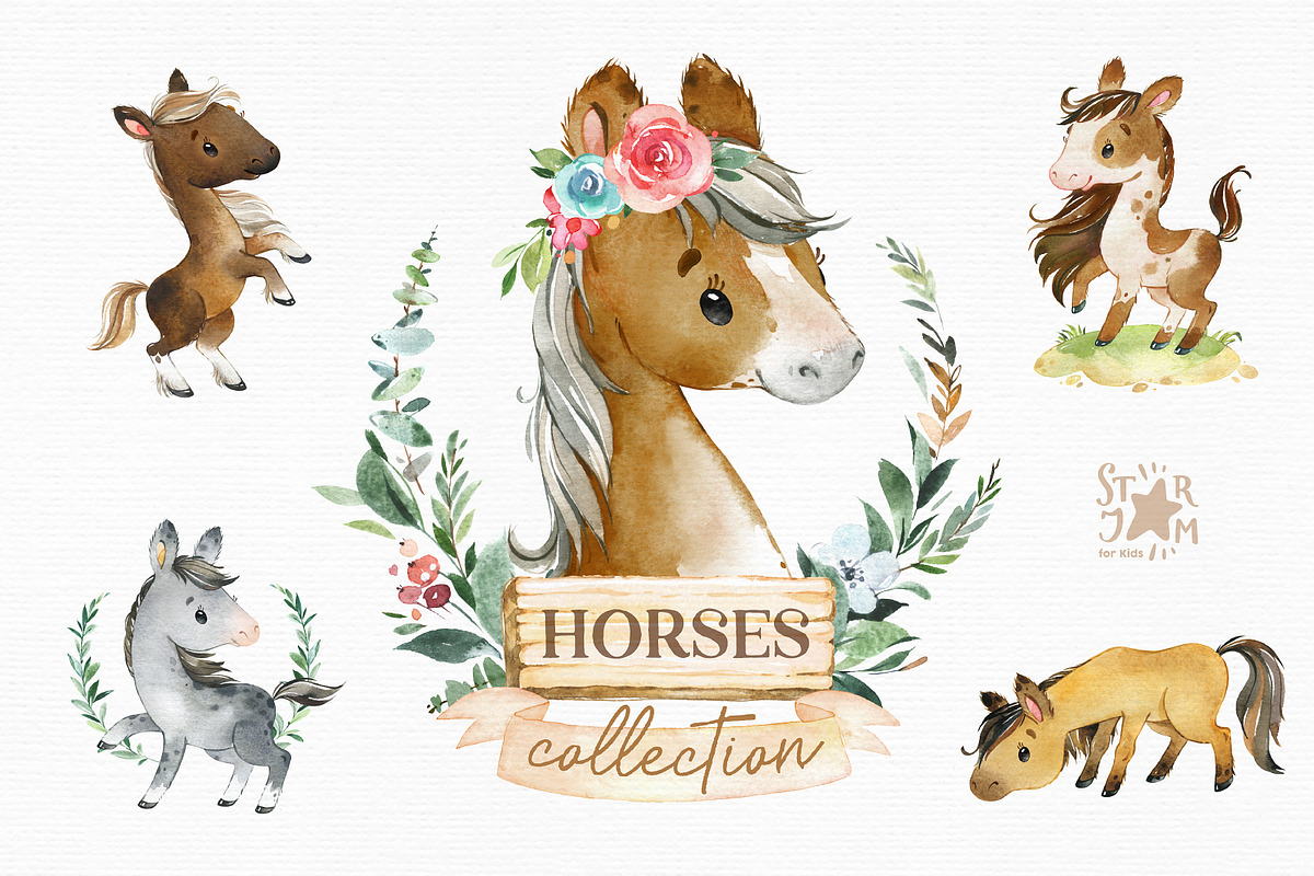 Horses. Watercolor Collection, an Animal Illustration by StarJam (Photo 1 of 6)