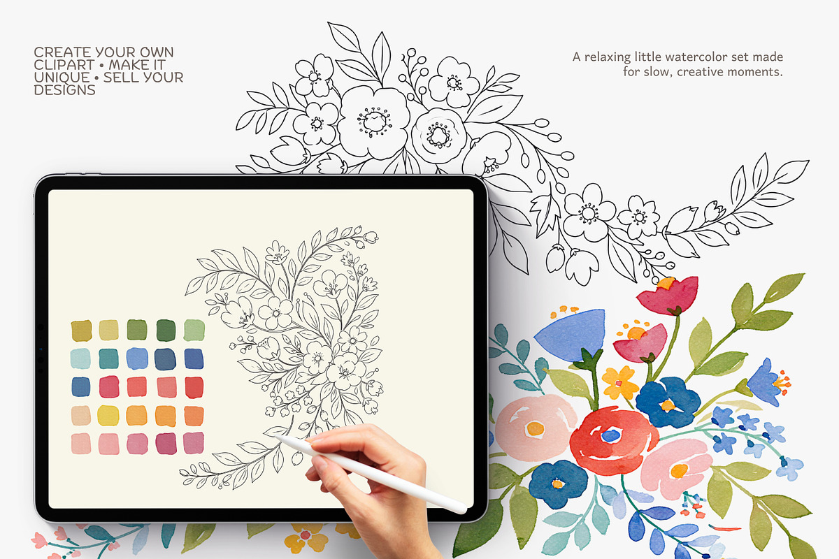 Procreate floral stamp & brush set, a Brush Add-On by Patishop Art (Photo 7 of 8)