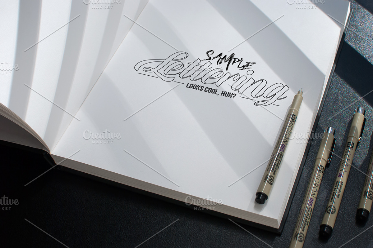 Lettering & Drawing Mockup Set 3, a Books & Magazine Mockup by AwesomeMockups (Photo 3 of 5)