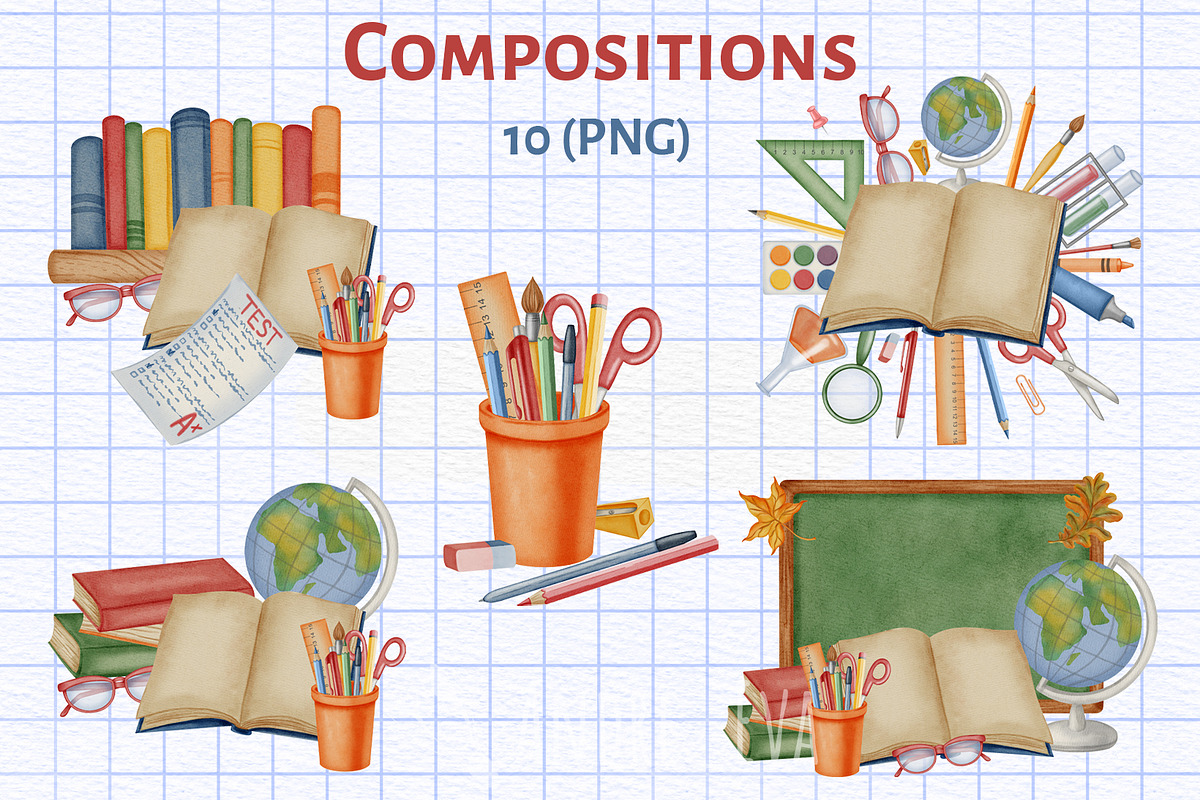 Back to School Watercolor Collection, an Education Illustration by Andre_Eva (Photo 5 of 13)