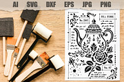 Stencil Vintage Teapot, an Object Illustration by MARYCRAFTIRIA (Thumbnail 2 of 3)