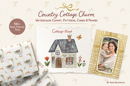 Country Cottage Charm Watercolor, a Decorative Illustration by Anna Druzhkova