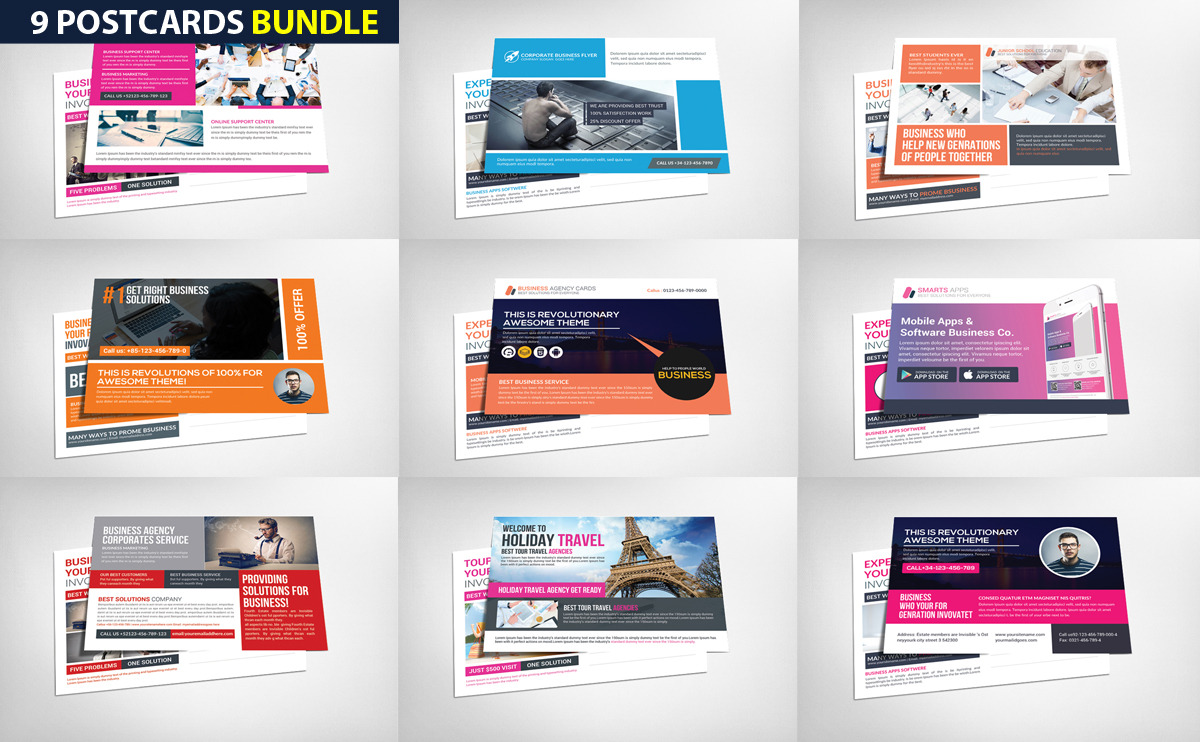 9 Business Postcards Bundle, a Card Template by graphicforest