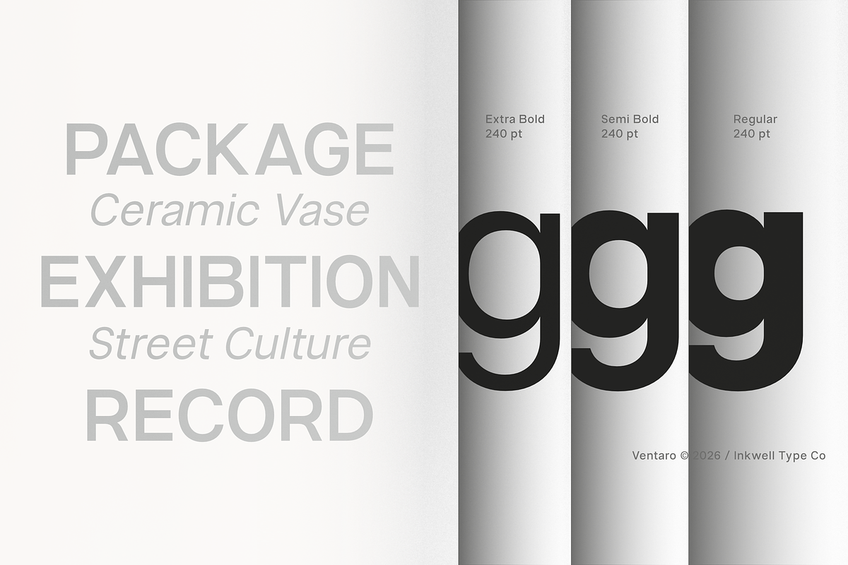 Ventaro — Extended Sans Serif, a Sans Serif Font by InkwellTypeCo (Photo 3 of 12)