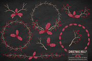 Red Holly Branches & Wreaths, an Illustration by Amanda Ilkov (Thumbnail 2 of 5)