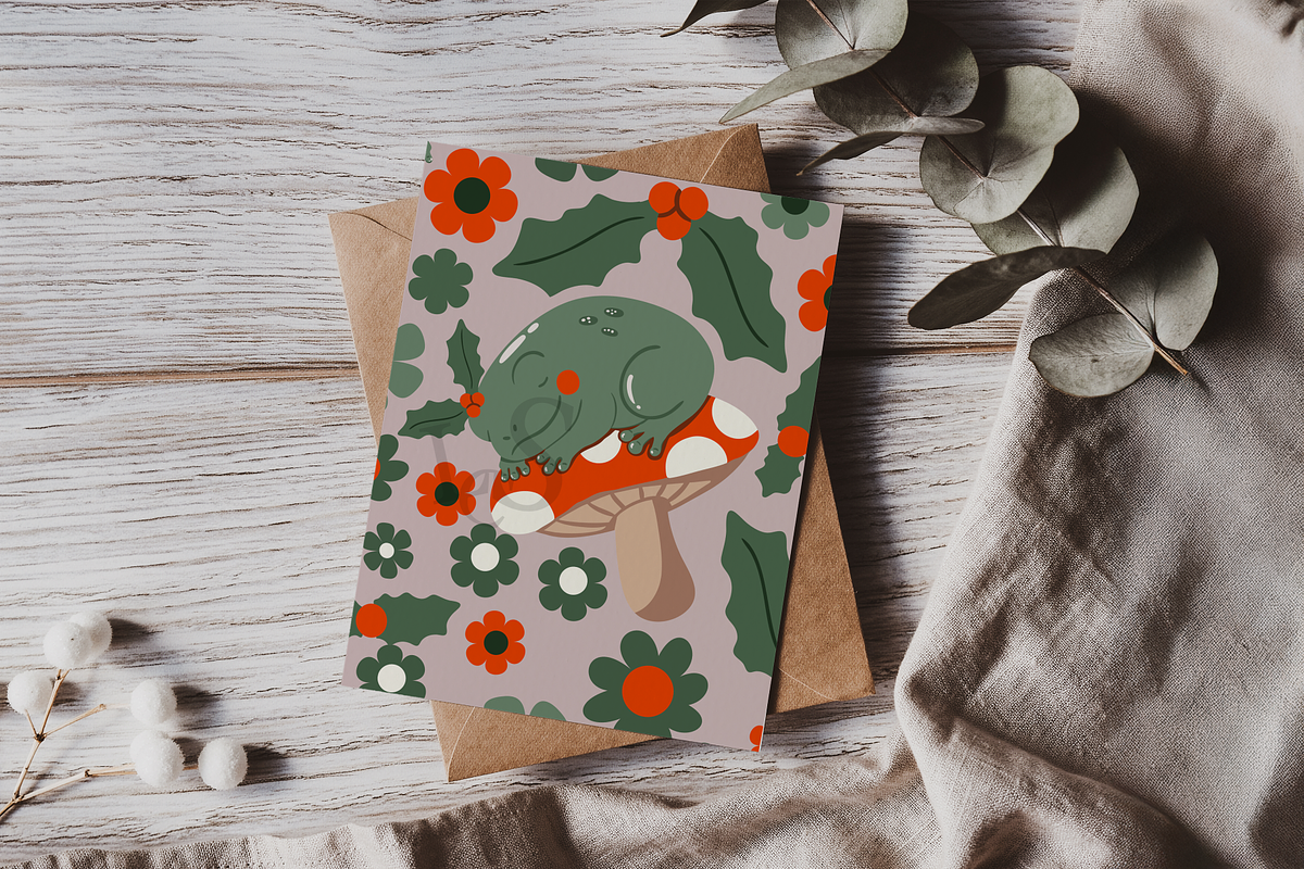 Mushroom & Frog Seamless Pattern, a Pattern Graphic by Little Creative Scribbles (Photo 2 of 6)