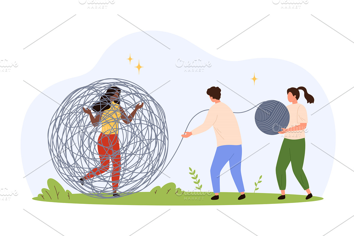 Helping Escape Mental Clutter Trap, a Person Illustration by Flashvector