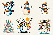 Christmas Snowman Clipart 2, an Illustration by DreamCafeArt (Thumbnail 2 of 6)