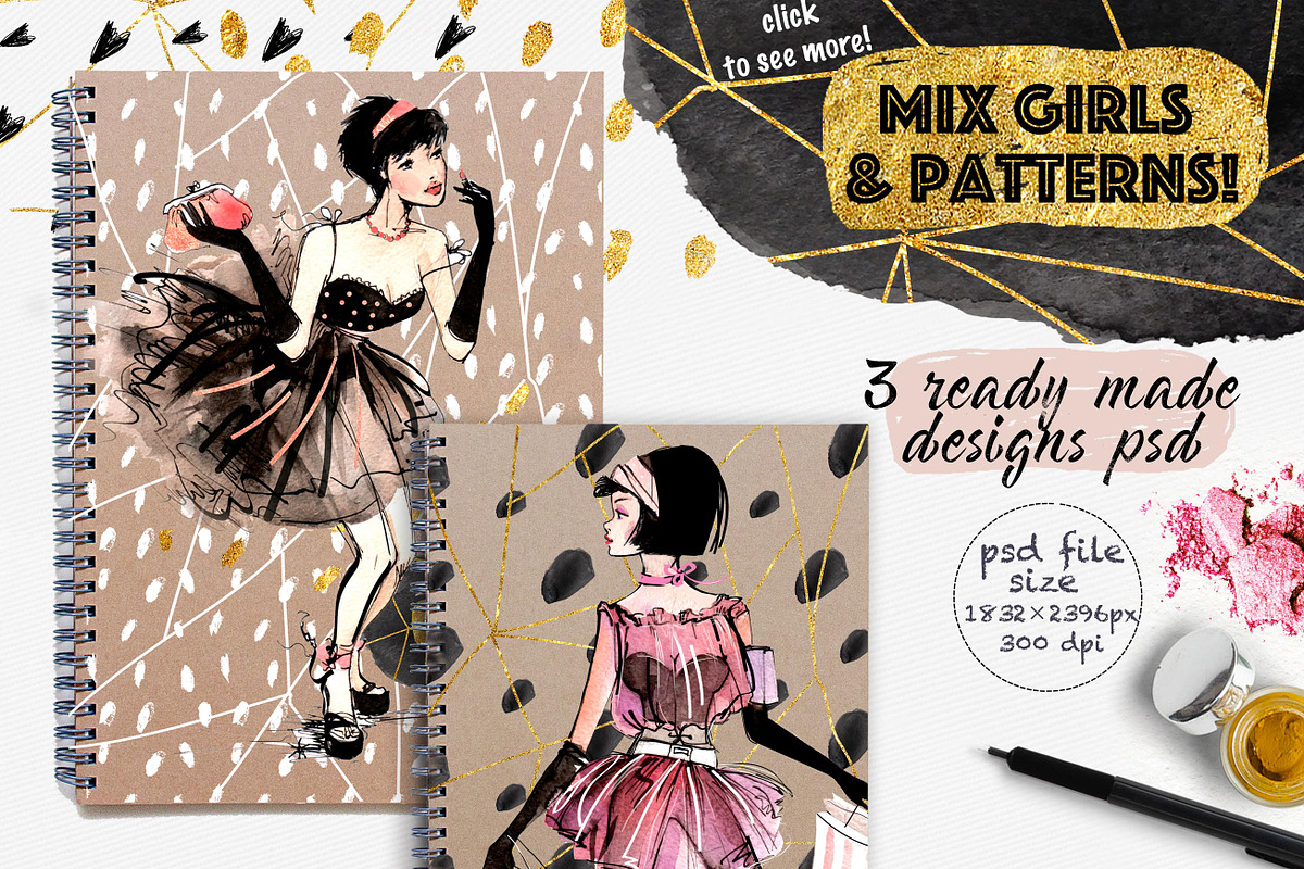 GIRLS AND PATTERNS, a Texture Illustration by Alisa Mikibith Art (Photo 7 of 15)