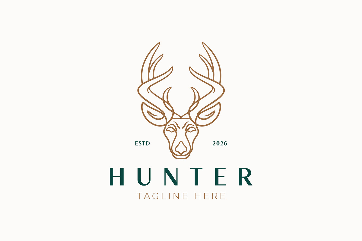 Linear Abstract Reindeer Head Logo, a Branding & Logo Template by Signatoro (Photo 1 of 3)