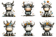 Whimsical Easter Highland Cow Clipar, an Illustration by CraftArtStudio (Thumbnail 2 of 6)