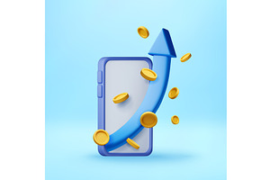 3d arrow rising out of smartphone, a Finance Illustration by Abscent