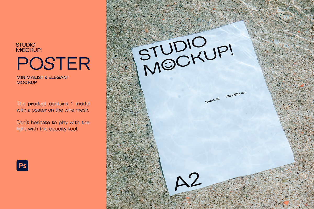 A4 POSTER MOCKUP UNDER THE WATER, a Print Template by Le Studio Mockup (Photo 1 of 5)