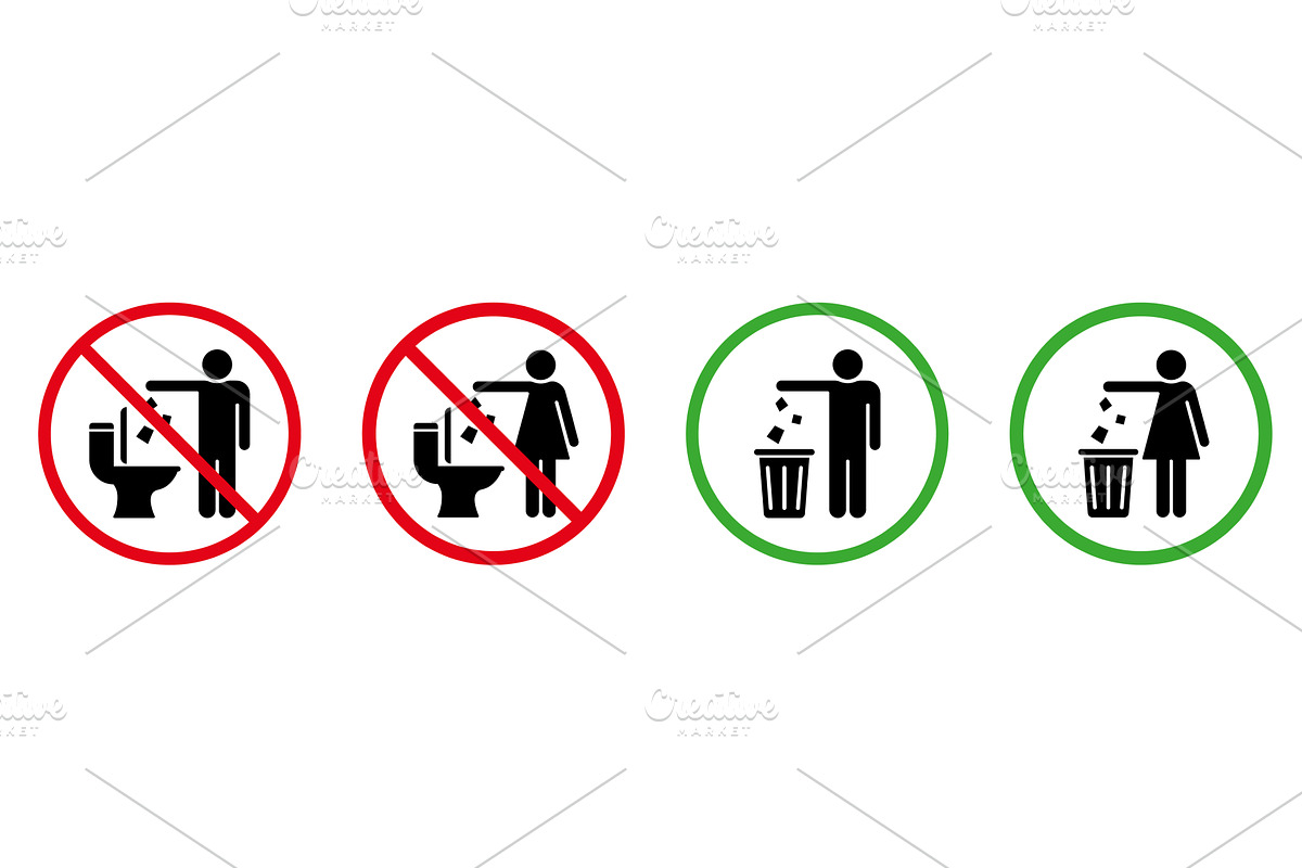 Keep Clean Toilet Silhouette Icon, an Object Illustration by Vector Creator